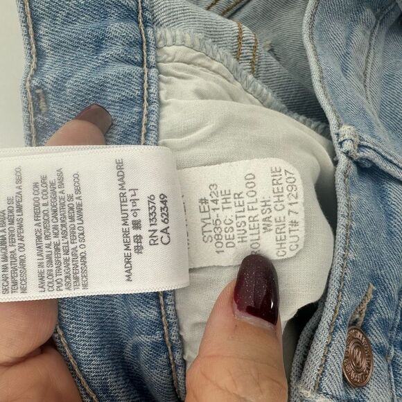 Mother The Hustler Roller Flood in Cheri Cheri Size 30 High Rise Wide Leg Light - Picture 7 of 15